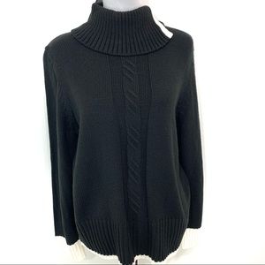 Nine & Co black w/ white trim knit sweater NWT